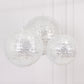 Set of 3 Glitter Silver Sequin Fabric Hanging Lanterns, Decorative Round Foldable Chinese Lantern Lampshades - 8",10",12"