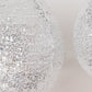 Set of 3 Glitter Silver Sequin Fabric Hanging Lanterns, Decorative Round Foldable Chinese Lantern Lampshades - 8",10",12"