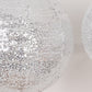 Set of 3 Glitter Silver Sequin Fabric Hanging Lanterns, Decorative Round Foldable Chinese Lantern Lampshades - 8",10",12"