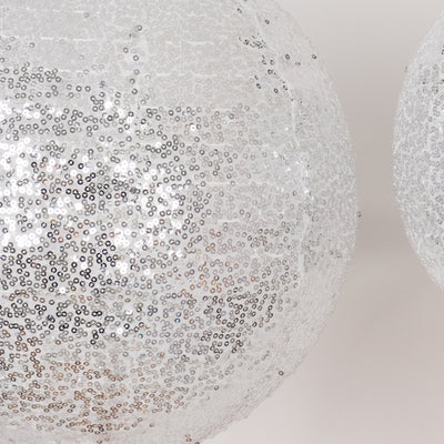 Foldable Silver Sequin Fabric Hanging Lanterns