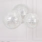 Set of 3 Glitter Silver Sequin Fabric Hanging Lanterns, Decorative Round Foldable Chinese Lantern Lampshades - 8",10",12"
