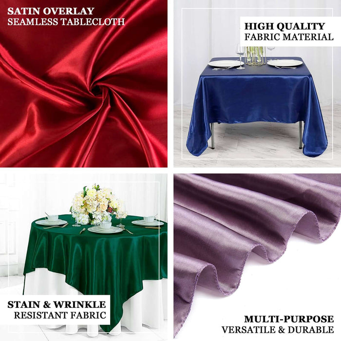 72" x 72" Red Seamless Satin Square Tablecloth Overlay