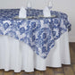 60"x60" Royal Blue Damask Flocking Square Table Overlay
