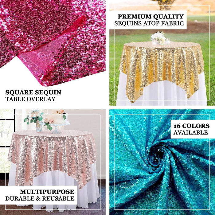 72"x72" Burgundy Sequin Sparkly Square Table Overlay