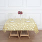 72"x72" Gold Sequin Leaf Embroidered Tulle Table Overlay, Square Sheer Table Topper