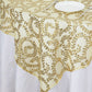 72"x72" Gold Sequin Leaf Embroidered Tulle Table Overlay, Square Sheer Table Topper