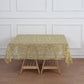 72"x72" Gold Sequin Leaf Embroidered Tulle Table Overlay, Square Sheer Table Topper