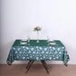 72"x72" Hunter Emerald Green Sequin Leaf Embroidered Tulle Table Overlay, Square Sheer Table Topper