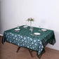 72"x72" Hunter Emerald Green Sequin Leaf Embroidered Tulle Table Overlay, Square Sheer Table Topper