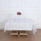 72"x72" Silver Sequin Leaf Embroidered Tulle Table Overlay, Square Sheer Table Topper