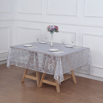 Versatile Use of the Silver Sequin Leaf Table Overlay