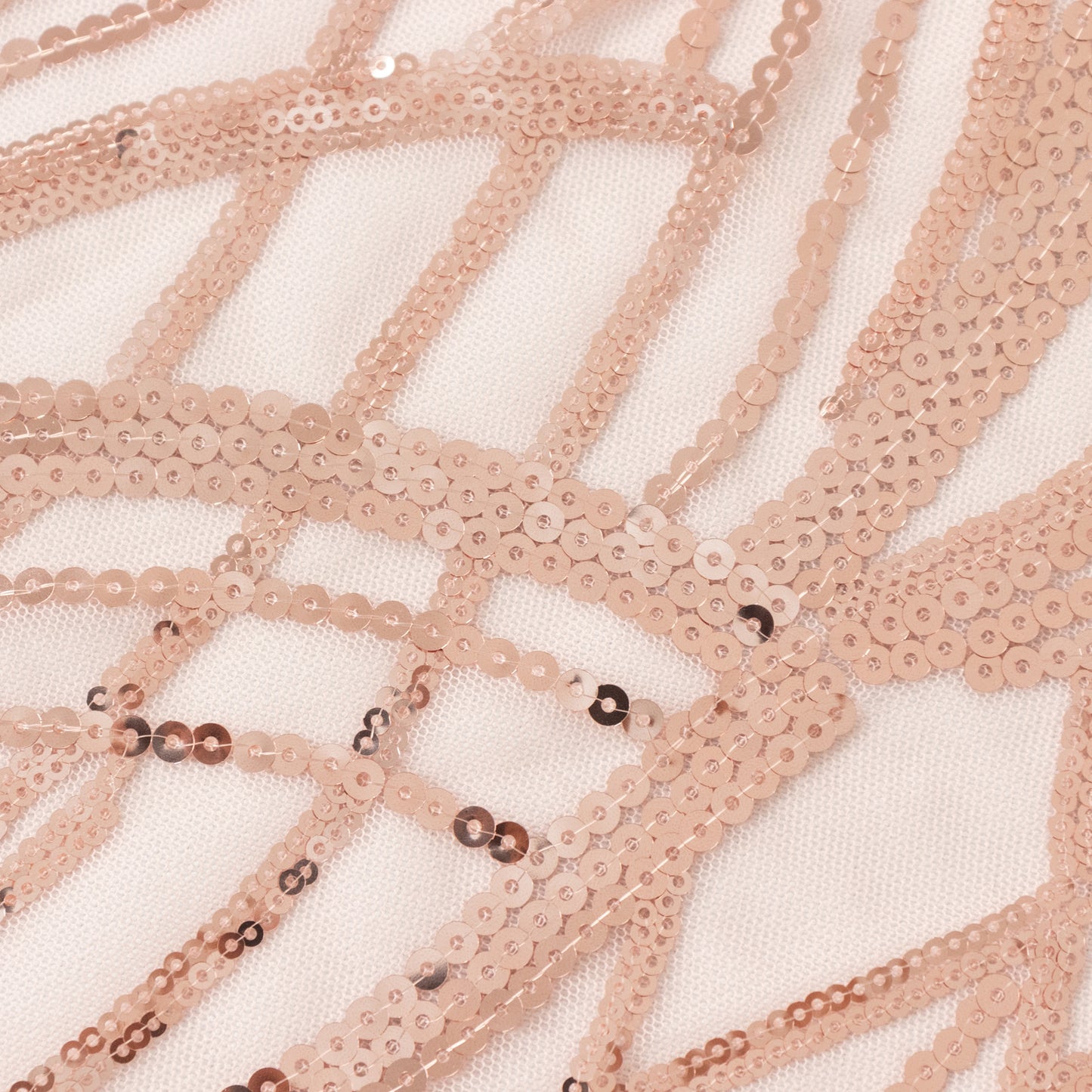 72"x72" Blush Wave Mesh Square Table Overlay With Embroidered Sequins