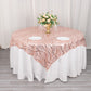 72"x72" Blush Wave Mesh Square Table Overlay With Embroidered Sequins