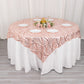 72"x72" Blush Wave Mesh Square Table Overlay With Embroidered Sequins