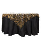 72"x72" Black Gold Wave Mesh Square Table Overlay With Embroidered Sequins