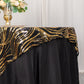72"x72" Black Gold Wave Mesh Square Table Overlay With Embroidered Sequins