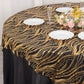 72"x72" Black Gold Wave Mesh Square Table Overlay With Embroidered Sequins