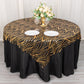 72"x72" Black Gold Wave Mesh Square Table Overlay With Embroidered Sequins