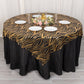 72"x72" Black Gold Wave Mesh Square Table Overlay With Embroidered Sequins