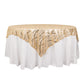 72"x72" Champagne Wave Mesh Square Table Overlay With Embroidered Sequins