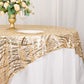 72"x72" Champagne Wave Mesh Square Table Overlay With Embroidered Sequins