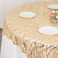 72"x72" Champagne Wave Mesh Square Table Overlay With Embroidered Sequins