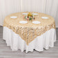 72"x72" Champagne Wave Mesh Square Table Overlay With Embroidered Sequins