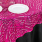 72"x72" Fuchsia Silver Wave Mesh Square Table Overlay With Embroidered Sequins