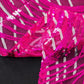 72"x72" Fuchsia Silver Wave Mesh Square Table Overlay With Embroidered Sequins