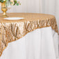 72"x72" Gold Wave Mesh Square Table Overlay With Embroidered Sequins