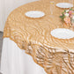 72"x72" Gold Wave Mesh Square Table Overlay With Embroidered Sequins
