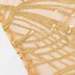 72"x72" Gold Wave Mesh Square Table Overlay With Embroidered Sequins