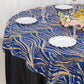 72"x72" Royal Blue Gold Wave Mesh Square Table Overlay With Embroidered Sequins