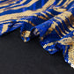 72"x72" Royal Blue Gold Wave Mesh Square Table Overlay With Embroidered Sequins