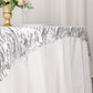 72"x72" Silver Wave Mesh Square Table Overlay With Embroidered Sequins