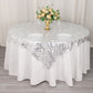 72"x72" Silver Wave Mesh Square Table Overlay With Embroidered Sequins