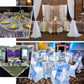 Turquoise sequin table overlay for elegant event decor.