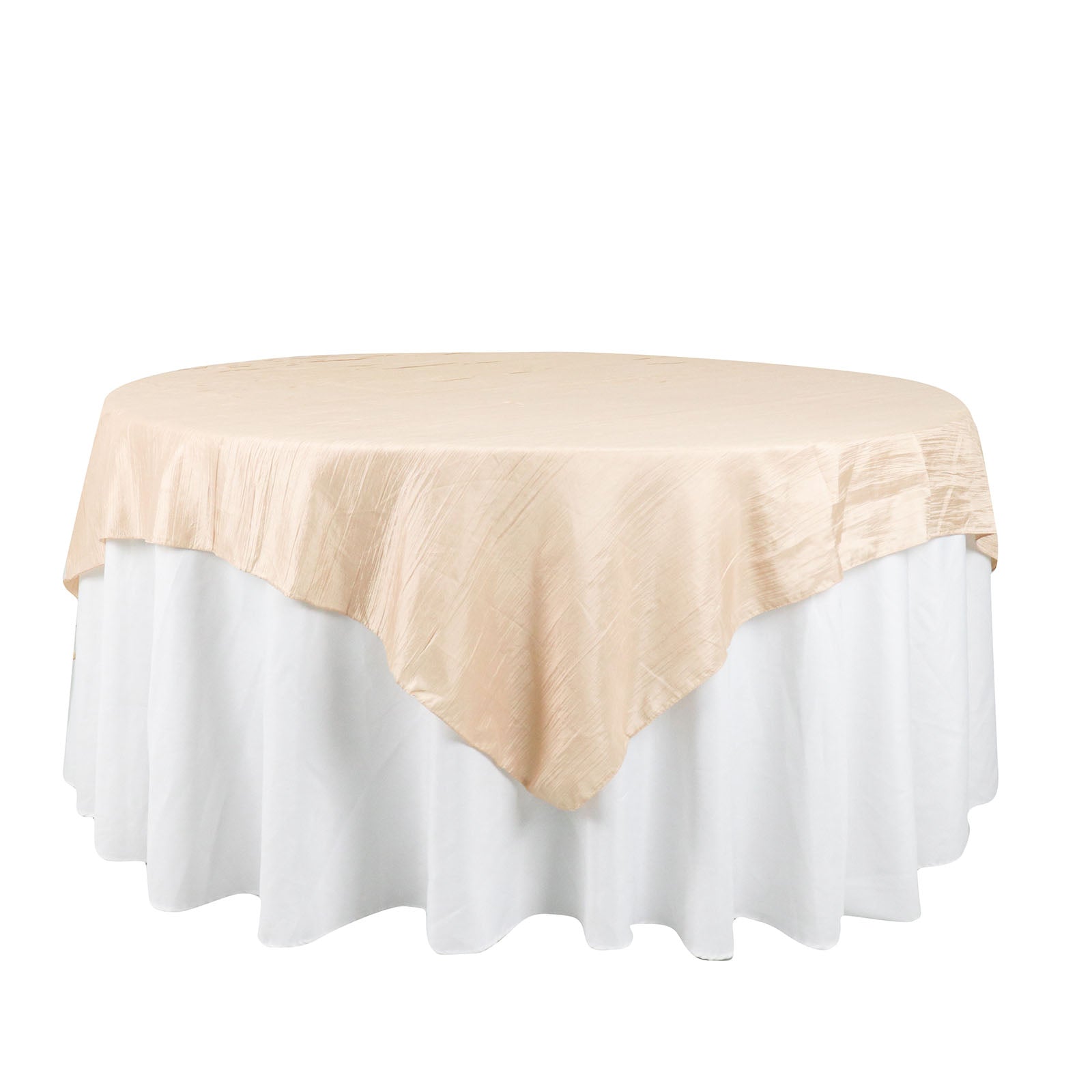 72 Inch x 72 Inch Square Table Overlay in Beige Taffeta Crinkle