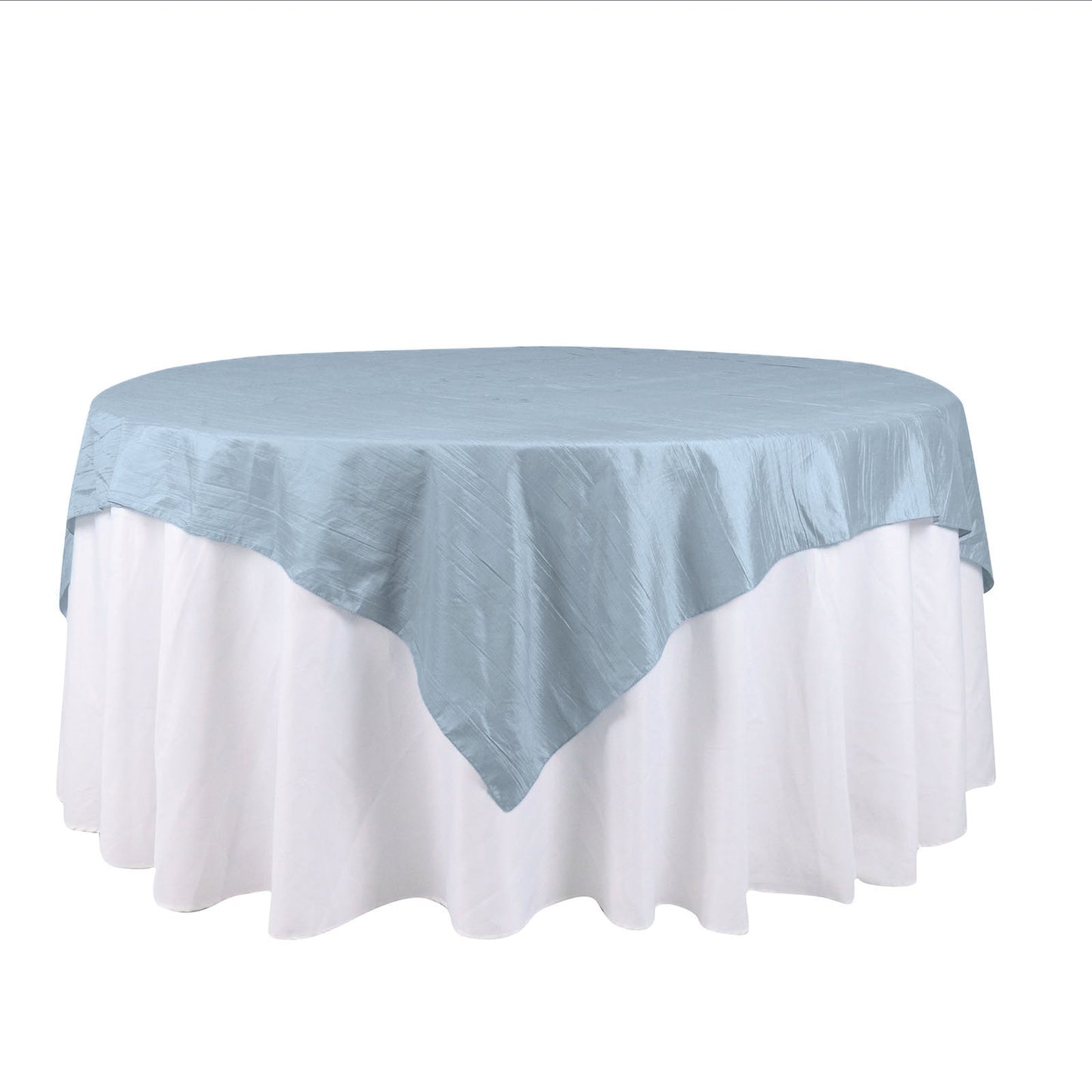 72 Inch x 72 Inch Square Table Overlay in Dusty Blue Taffeta Crinkle