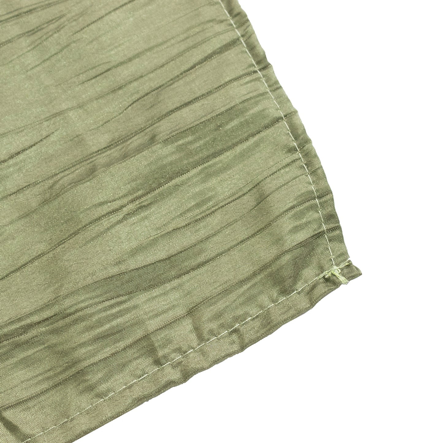 72"x72" Dusty Sage Green Accordion Crinkle Taffeta Table Overlay, Square Tablecloth Topper