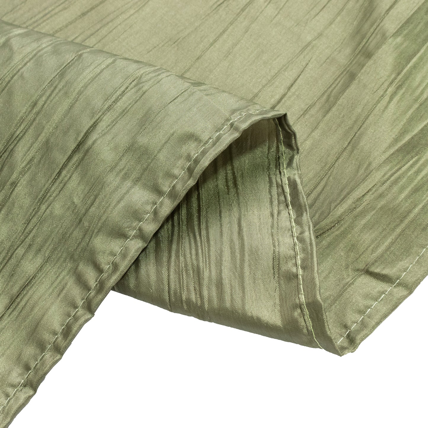 72"x72" Dusty Sage Green Accordion Crinkle Taffeta Table Overlay, Square Tablecloth Topper