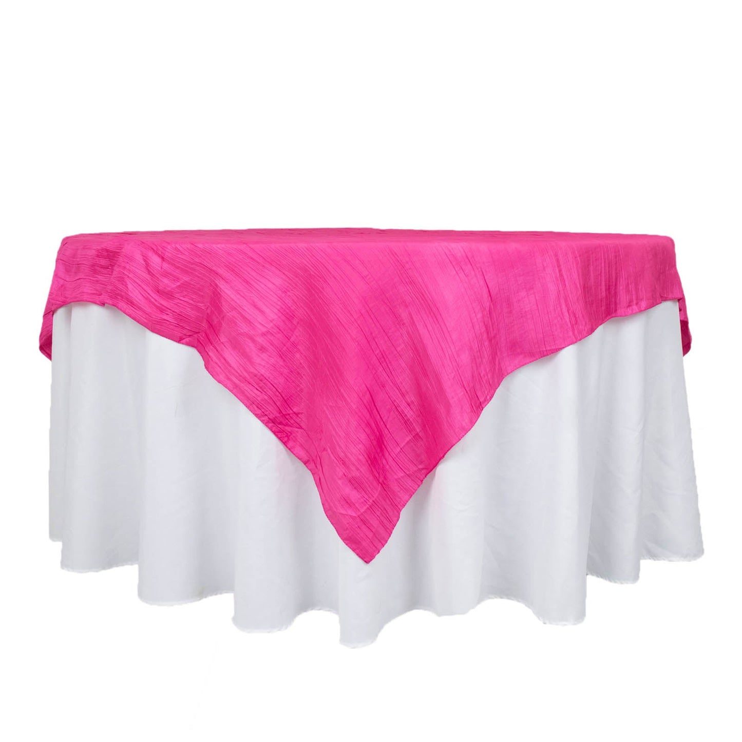 72inch x 72inch Fuchsia Accordion Crinkle Taffeta Table Overlay