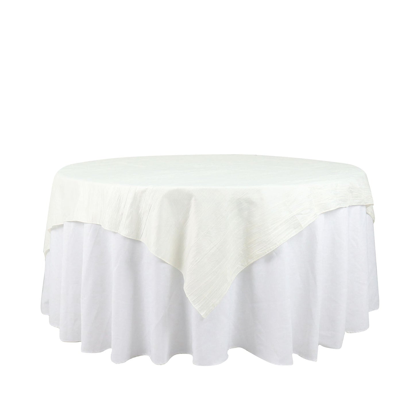 Crinkle Taffeta 72 Inch x 72 Inch Ivory Accordion Square Table Overlay 