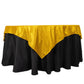 Gold glitter table overlay on a black tablecloth.
