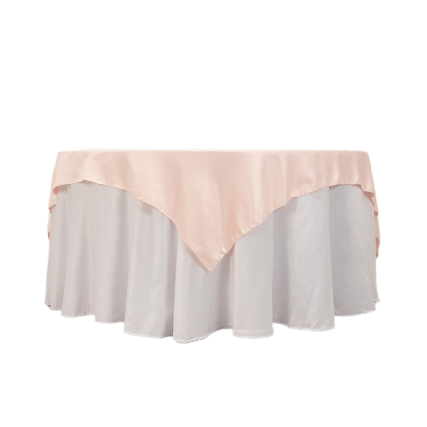 72"x72" Blush Lamour Satin Table Overlay, Square Tablecloth Topper