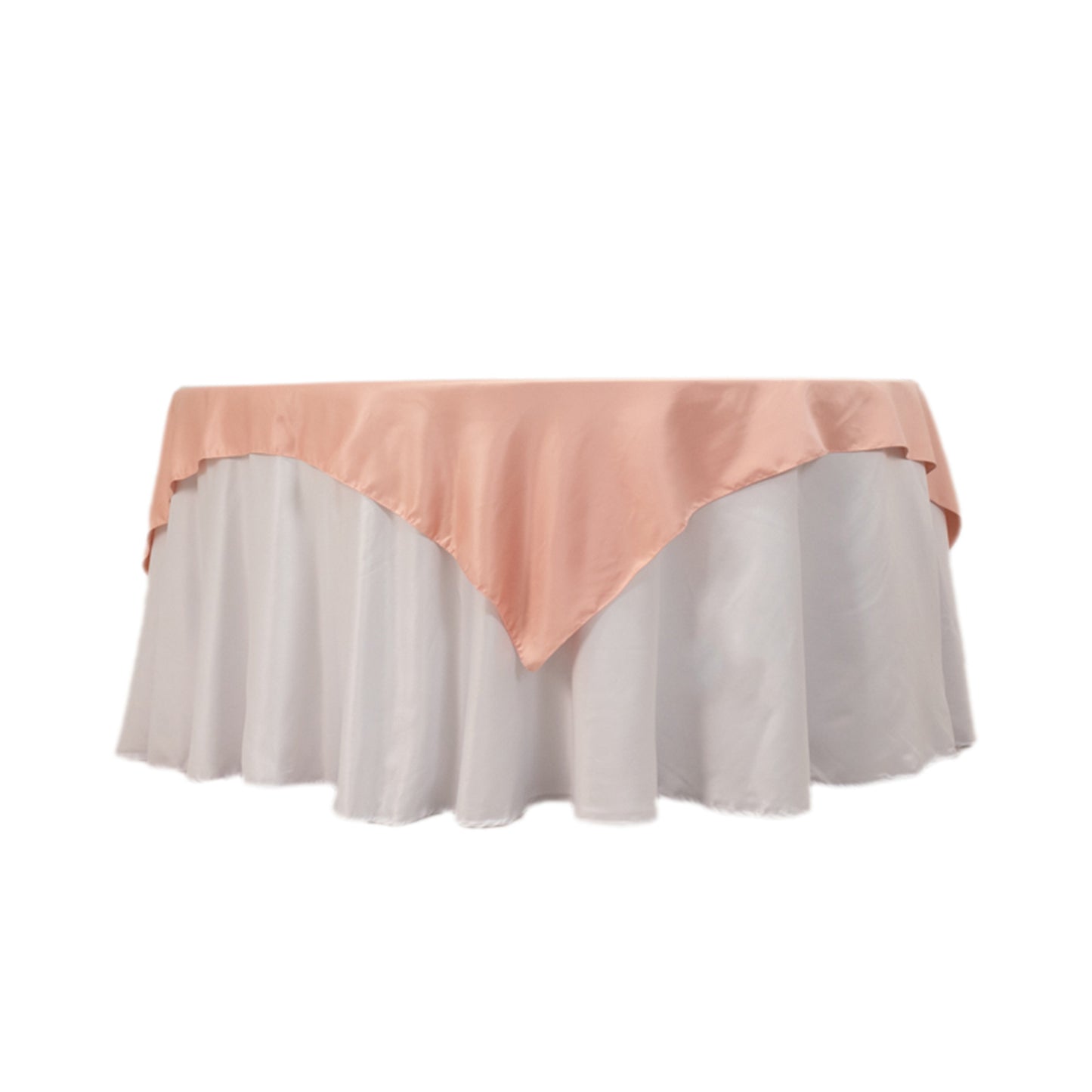 72"x72" Dusty Rose Lamour Satin Table Overlay, Square Tablecloth Topper