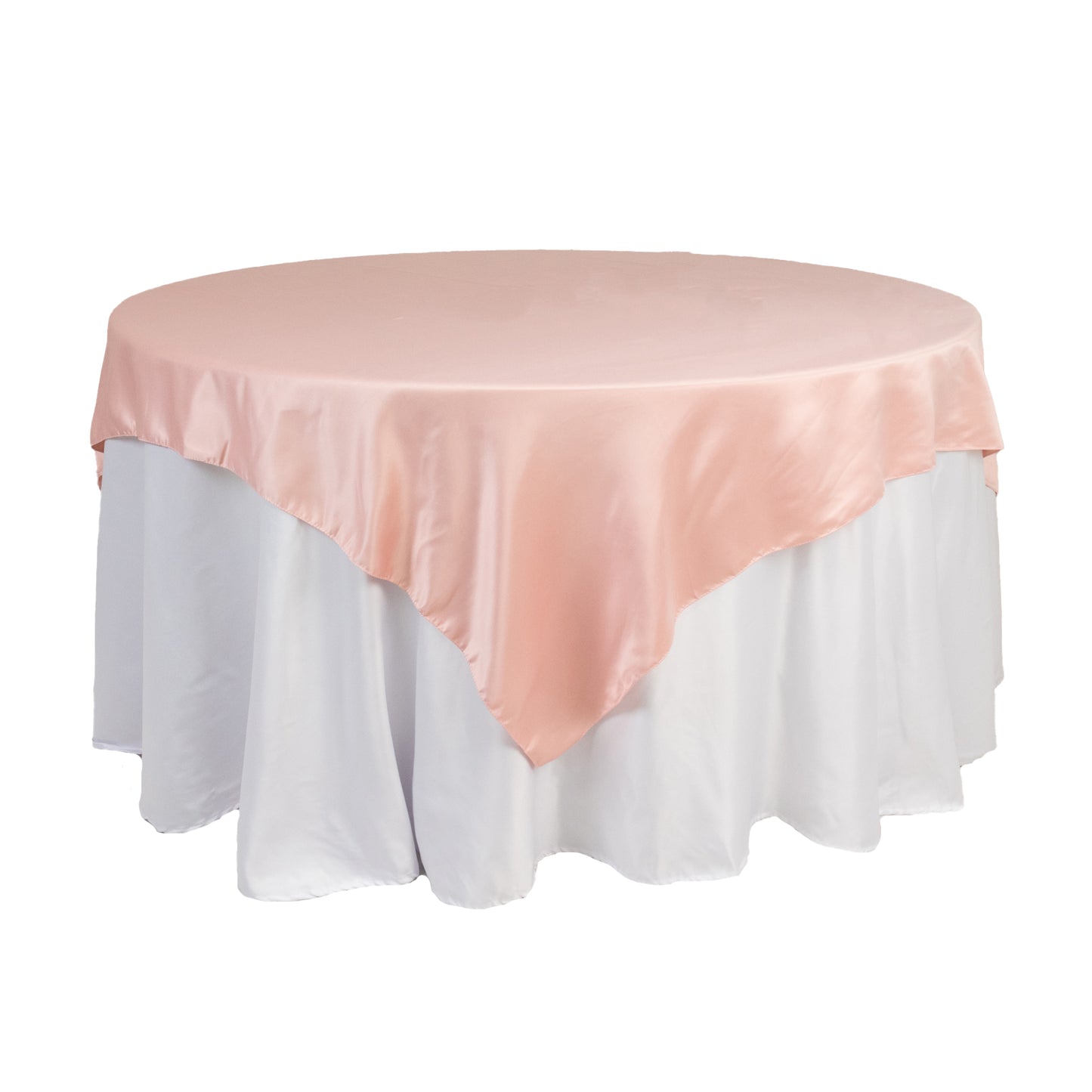 72"x72" Dusty Rose Lamour Satin Table Overlay, Square Tablecloth Topper