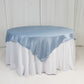 72"x72" Dusty Blue Lamour Satin Table Overlay, Square Tablecloth Topper