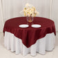 72"x72" Burgundy Lamour Satin Table Overlay, Square Tablecloth Topper