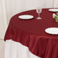 72"x72" Burgundy Lamour Satin Table Overlay, Square Tablecloth Topper